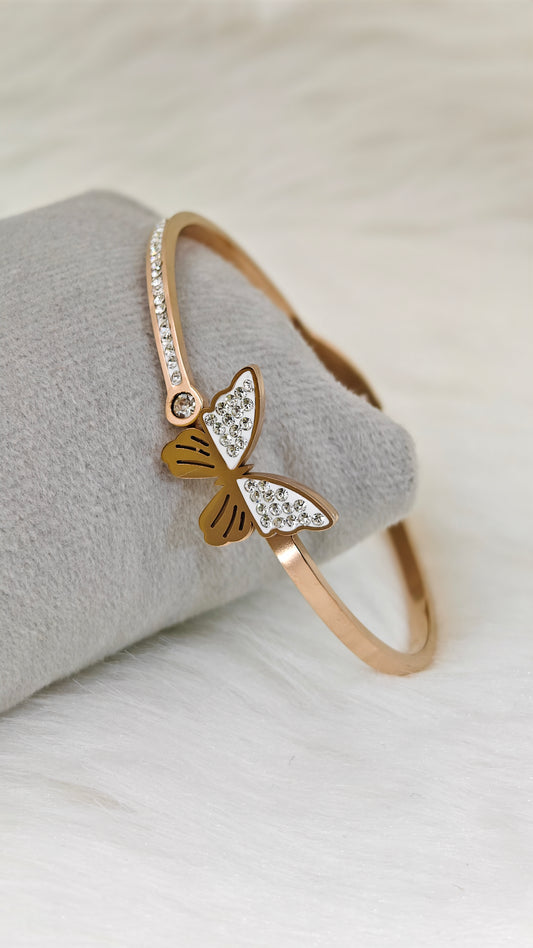 Rare Butterfly Rose Gold Anti Tarnish Openable Bangle RGB154