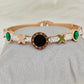 Crystal Clock Rose Gold Anti Tarnish Openable Bangle RGB158