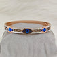 Tri Sapphire Charm Rose Gold Anti Tarnish Openable Bangle RGB160