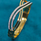 Elegant 18K Gold-Plated Crossover Bracelet for Women with Sparkling Zircon Stones RGB525