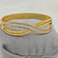 Elegant 18K Gold-Plated Crossover Bracelet for Women with Sparkling Zircon Stones RGB525