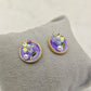 Luxury Anti-Tarnish Purple Enamel Stud Earrings with Pearl & Floral Detailing – Elegant Everyday Statement Jewelry for Women