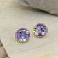 Luxury Anti-Tarnish Purple Enamel Stud Earrings with Pearl & Floral Detailing – Elegant Everyday Statement Jewelry for Women