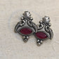 Antique Silver Replica Earrings with Red Stone | Festive Ethnic Jewellery for Women – Limited Time Offer