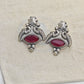 Antique Silver Replica Earrings with Red Stone | Festive Ethnic Jewellery for Women – Limited Time Offer
