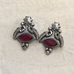 Antique Silver Replica Earrings with Red Stone | Festive Ethnic Jewellery for Women – Limited Time Offer