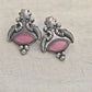 Antique Peacock Silver Replica Earrings with Pink Stone | Ethnic Festive Jewellery for Women – Limited Edition Offer