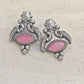 Antique Peacock Silver Replica Earrings with Pink Stone | Ethnic Festive Jewellery for Women – Limited Edition Offer