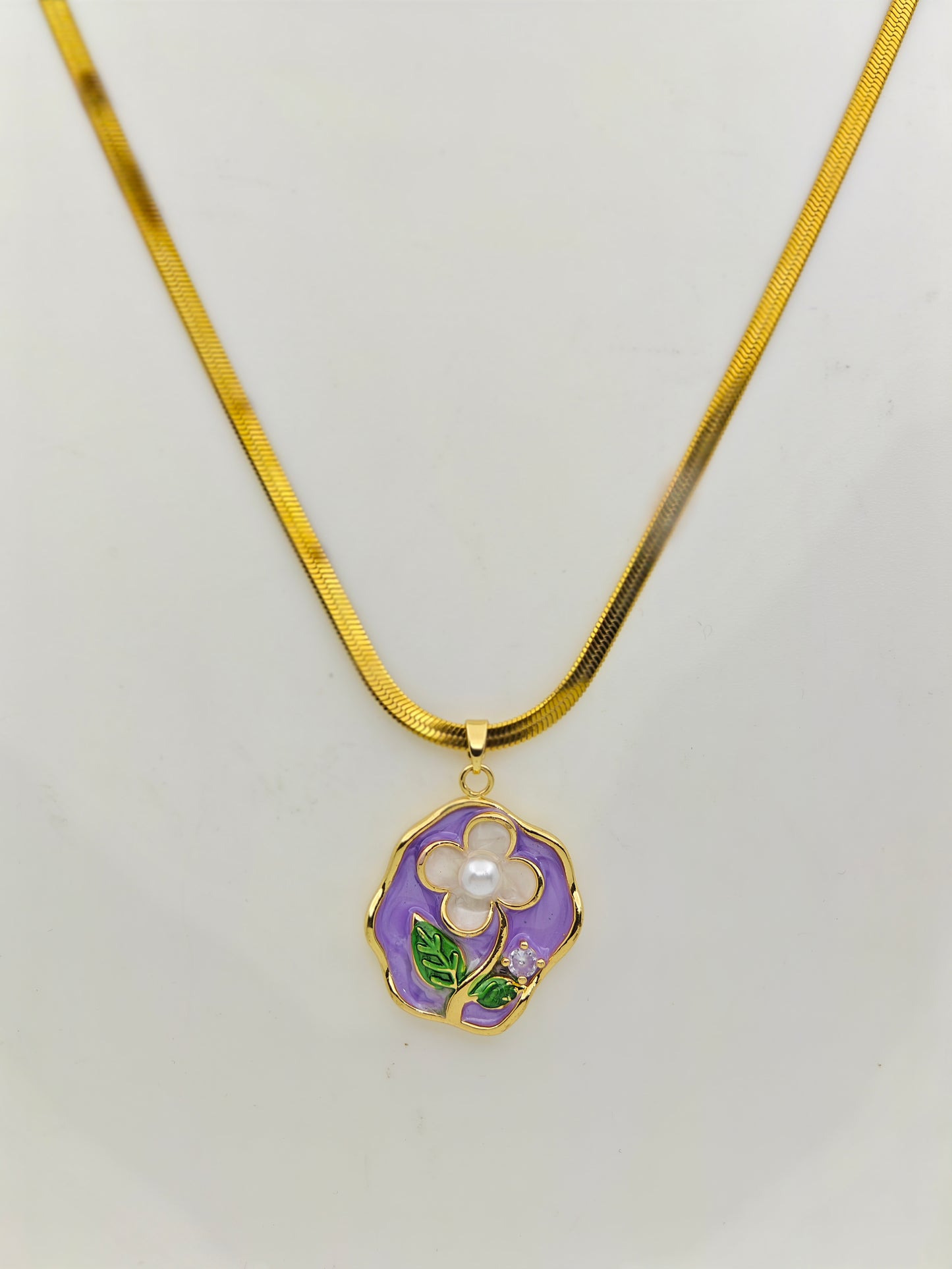 Lavender Blossom Pearl Pendant | Anti-Tarnish Flower Chain for Daily Elegance