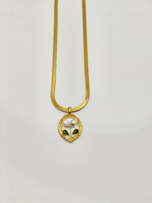 Luxury Anti-Tarnish Floral Oval Pendant Chain for Women | 18K Gold Plated Daily Wear Necklace | Good Luck Jewellery Gift (7-Series Edition)