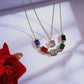 Luxury Gold-Tone Multi-Color Gemstone Necklace & Stud Earring Set – Square-Cut Statement Jewelry for Women ATCP177