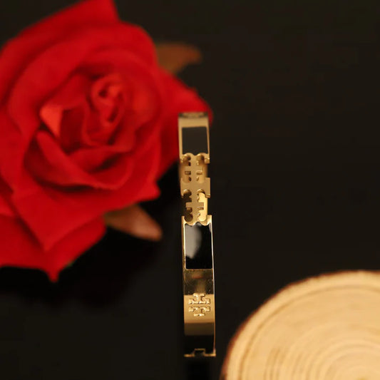 18K Gold Plated Troy Engraved Anti-Tarnish Puzzle Charm Bracelet | Stainless Steel Unisex Bangle