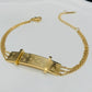 Luxury 18K Gold Plated Anti-Tarnish Designer Chain Bracelet for Women – Engraved Bar Style with Dual Link Chains RGB484
