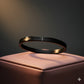 Luxury Black Polished Anti-Tarnish Bangle with Triple Diamond Accents – Sleek Openable Design RGB314