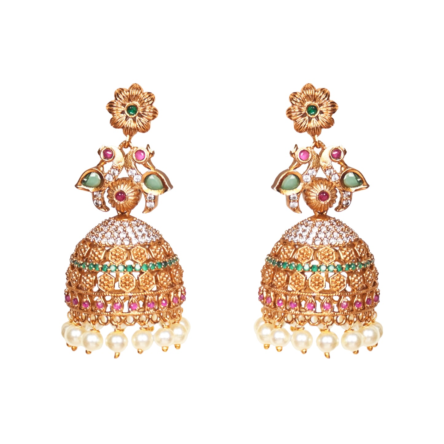 Saloni  Antique Matte Gold Plated Jhumka Earrings