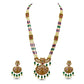 Ambuja Antique Matte Gold Plated Long Temple Necklace Set with Lakshmi Idol & Peacock Design