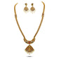 Duti Antique Matte Gold Plated Long Necklace Set with Devi Lakshmi & Peacock Motif