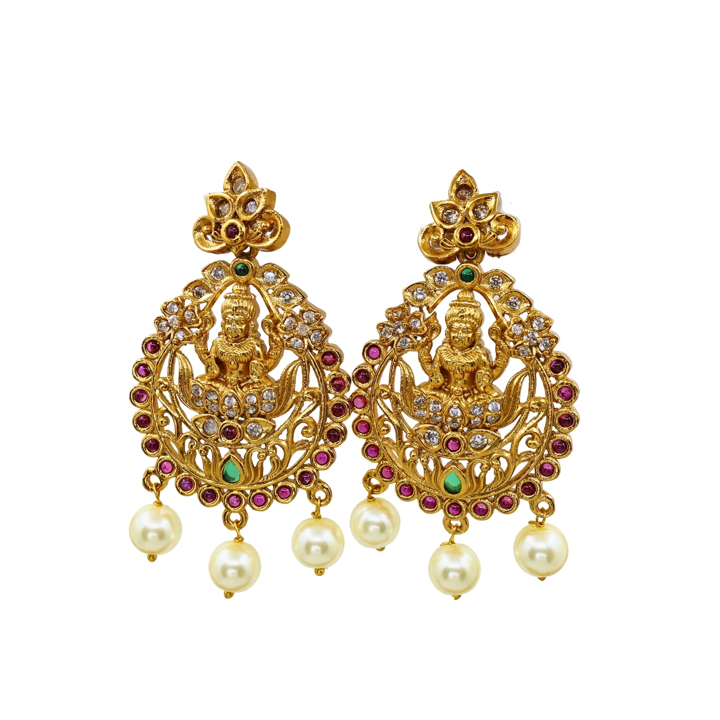 Mavisha Antique Matte Gold Plated Short Necklace Set with Lakshmi Idol, Elephant & Peacock Design