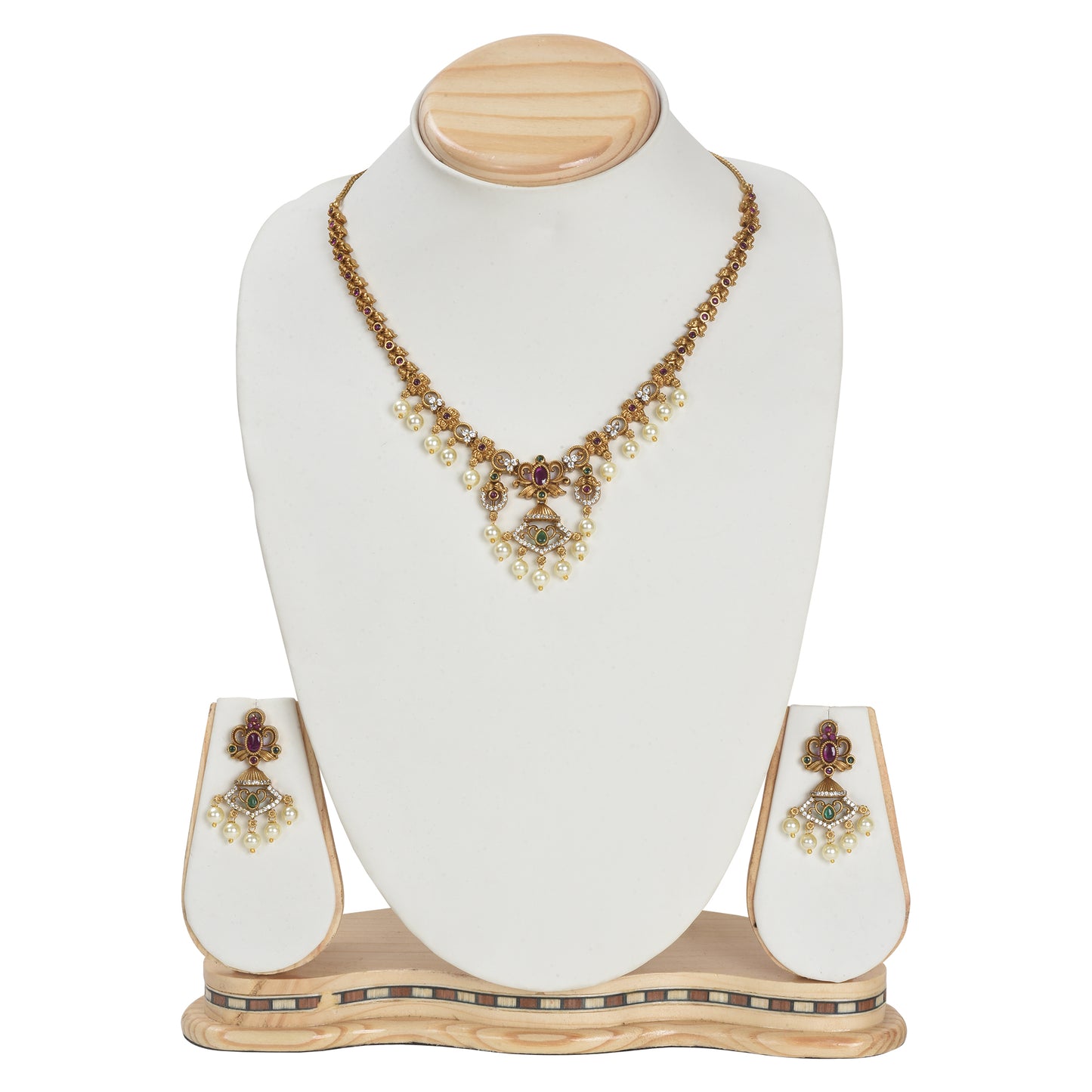 Anjali 22K Antique Gold-Plated Short Necklace & Earring Set