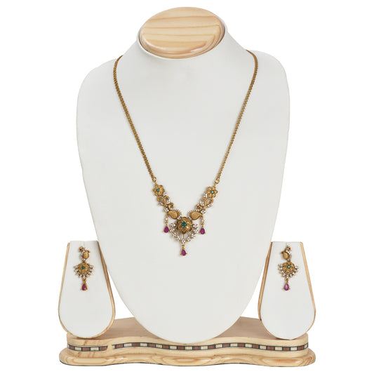 Ritika Antique Gold-Plated Short Necklace & Earring Set with