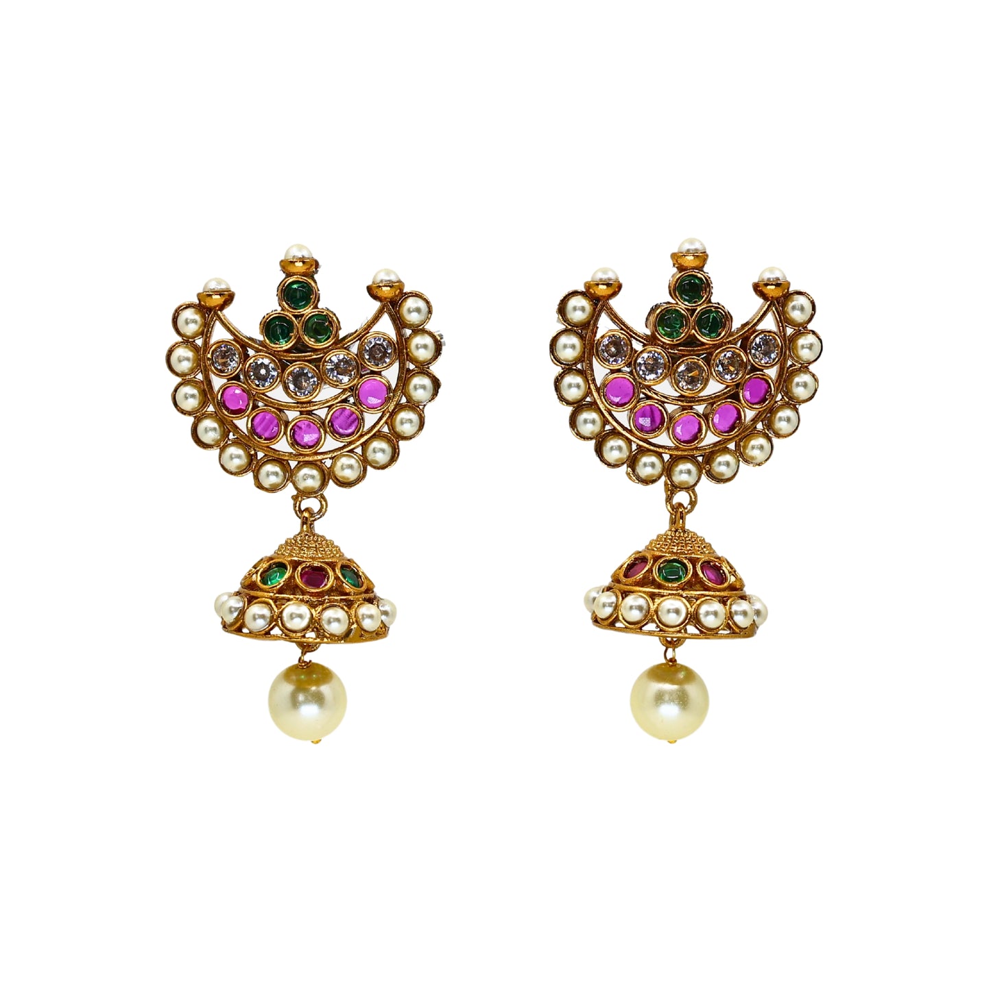 Pramila 24K Gold Plated Antique Chandbali Earrings MGEJ102