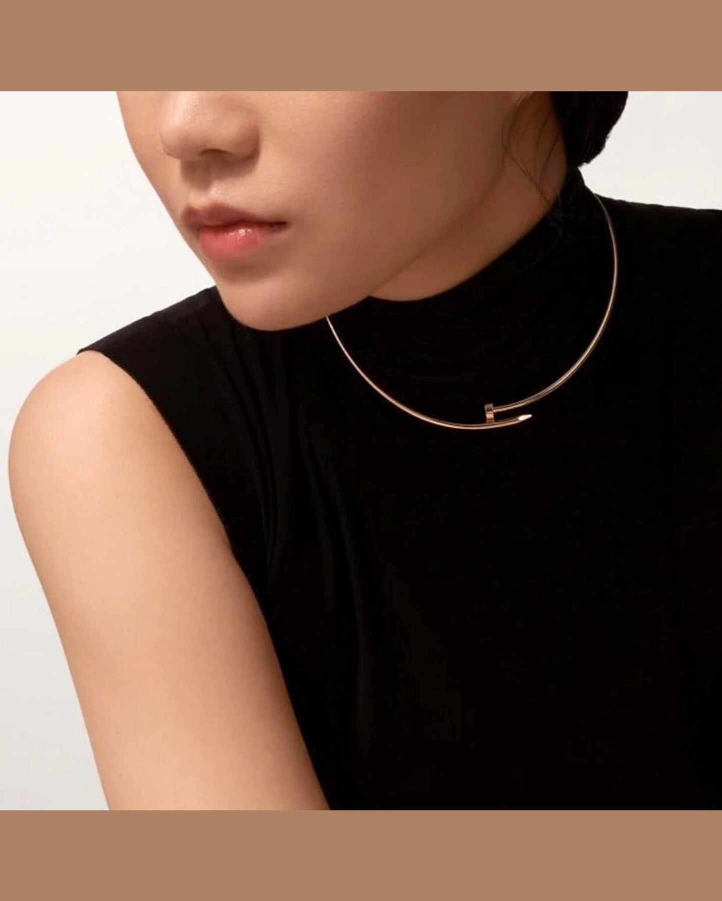 Luxury 18K Rose Gold Plated Nail Collar Necklace – Sleek & Modern Statement Piece RGCP202