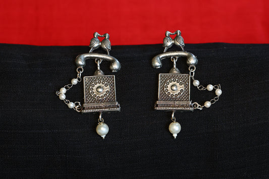 Silver Replica Retro Telephone Earring OGSE27