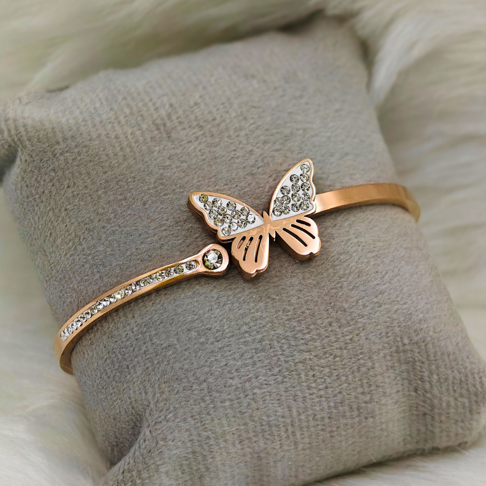 Rare Butterfly Rose Gold Anti Tarnish Openable Bangle RGB154