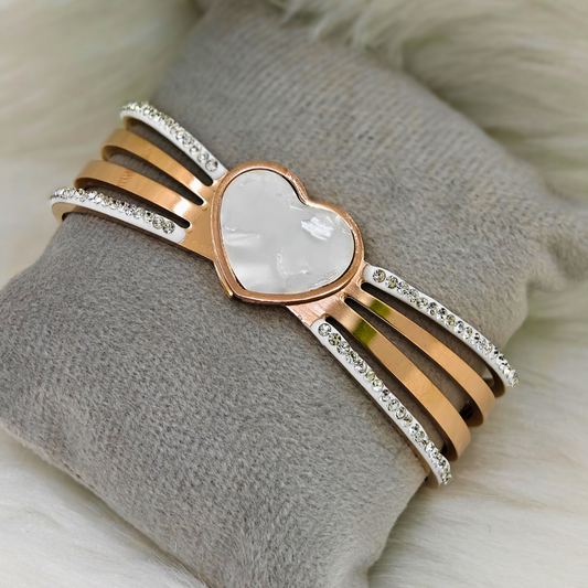 Pure Heart Rose Gold Anti Tarnish Openable Bangle RGB155