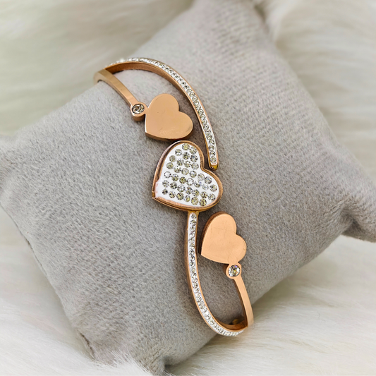 Caring Hearts: 18K Rose Gold Plated Anti Tarnish Daily Wear Bangle RGB157