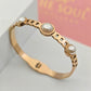 Elegant 18K Rose Gold-Plated – Anti-Tarnish Bangle with Round Pearl Accents RGB280