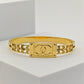 Stylish 18K Gold Plated Anti-Tarnish Bangle with Chanel Emblem for Everyday Elegance RGB238