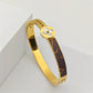 Stylish 18K Gold Plated Anti-Tarnish Bangle with Floral and Leather Accents for Everyday Elegance RGB249