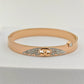 Stunning 18K Rose Gold Plated Anti-Tarnish Bangle with Chanel Logo and Sparkling Crystal Accents RGB251