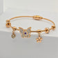 Charming 18K Gold Plated Anti-Tarnish Bangle with Butterfly and Floral Charms RGB252