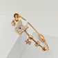 Charming 18K Gold Plated Anti-Tarnish Bangle with Butterfly and Floral Charms RGB252