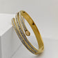 Stunning 18K Gold Plated Triple Row Bangle with Sparkling Crystal Accents RGB256