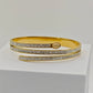 Stunning 18K Gold Plated Triple Row Bangle with Sparkling Crystal Accents RGB256