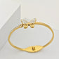 Elegant 18K Gold Plated Butterfly Bangle with Sparkling Crystal Accents RGB258