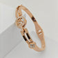 Luxury 18K Rose Gold Plated Anti-Tarnish Bangle with Floral Design – Elegant Crystal Accents RGB265