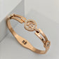 Luxury 18K Rose Gold Plated Anti-Tarnish Bangle with Floral Design – Elegant Crystal Accents RGB265