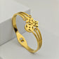 Luxury 18K Gold Plated Anti-Tarnish Bangle with Floral Motif – Elegant Crystal Accents RGB266