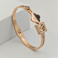 Stylish 18K Rose Gold Plated Anti-Tarnish Bangle with Black Clover and LV-Inspired Square Charm RGB268