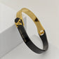 Luxury 18K Gold Plated Dual Shaded Anti-Tarnish Bangle with Louis Vuitton-Inspired Design RGB272