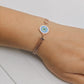 Elegant Rose Gold Plated Anti-Tarnish Bracelet with Blue Enamel Evil Eye Charm and Crystal Accents Rgb275