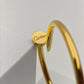 Minimalist 18K Yellow Gold Plated Anti-Tarnish Screw Design Nail Bangle Bracelet