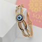 18K Rose Gold Plated Evil Eye Bangle with Crystal Accents – Protective Charm with Elegant Design RGB284