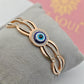 18K Rose Gold Plated Evil Eye Bangle with Crystal Accents – Protective Charm with Elegant Design RGB284