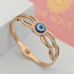 18K Rose Gold Plated Evil Eye Bangle with Crystal Accents – Protective Charm with Elegant Design RGB284