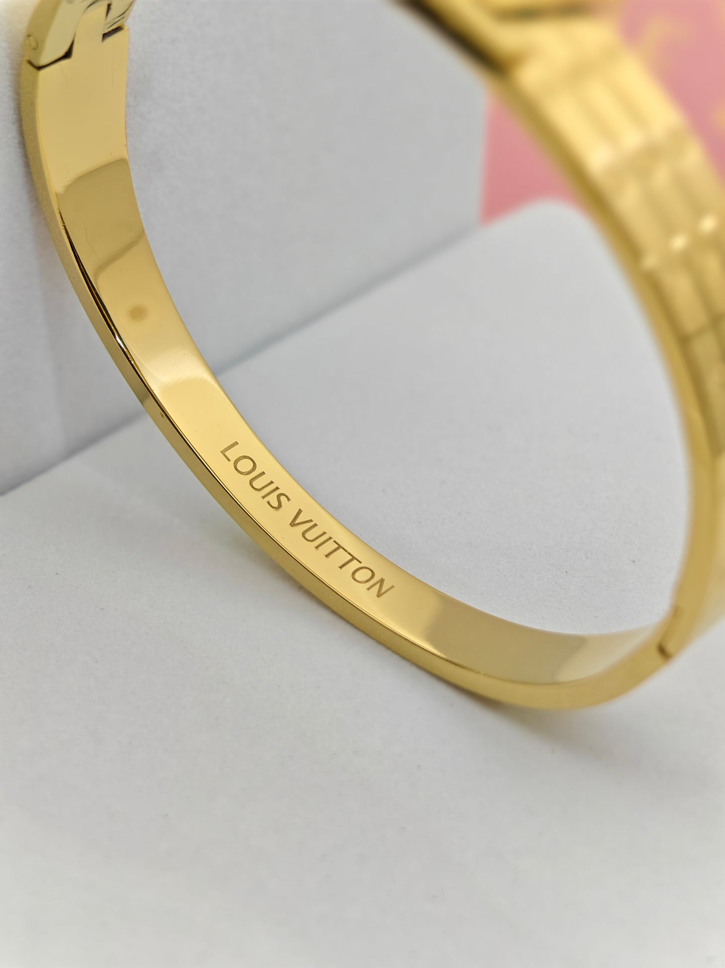 18K Gold Plated LV Monogram Bangle – Sleek and Iconic Fashion Statement